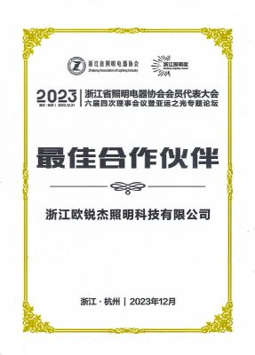2023浙江省照明電器協會會員代表大會 最佳合作伙伴